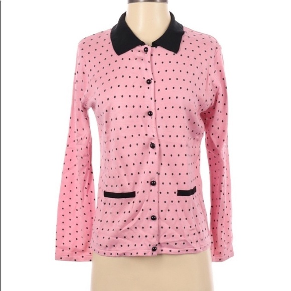 RQT Cardigan Pink Black Polka Dot Vintage Small - Picture 6 of 6